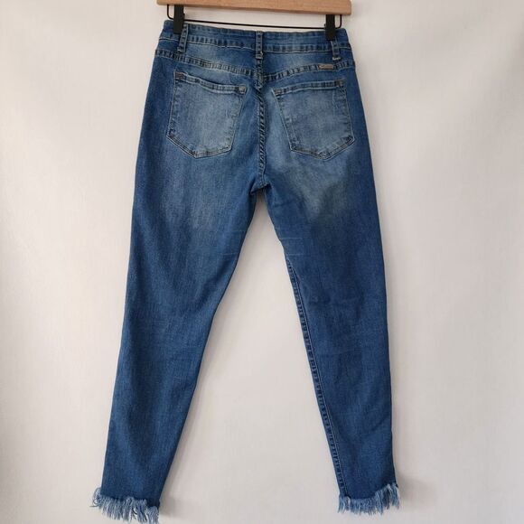 Kancan raw fringe hem distressed‎ skinny ankle jeans womens size 9 28 - Picture 4 of 8